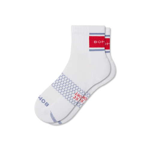 All-Purpose Performance Quarter Socks - white oyster blue L[10060]