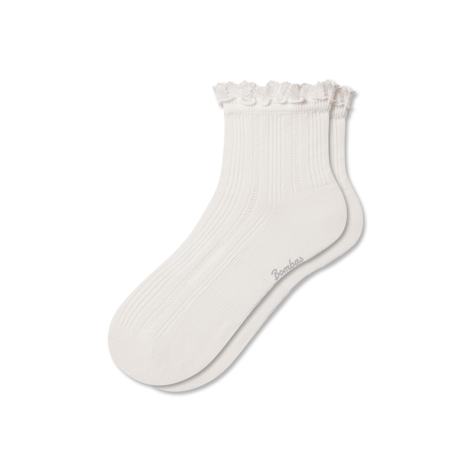 Ruffle Rib Quarter Socks - soft white L [10089]