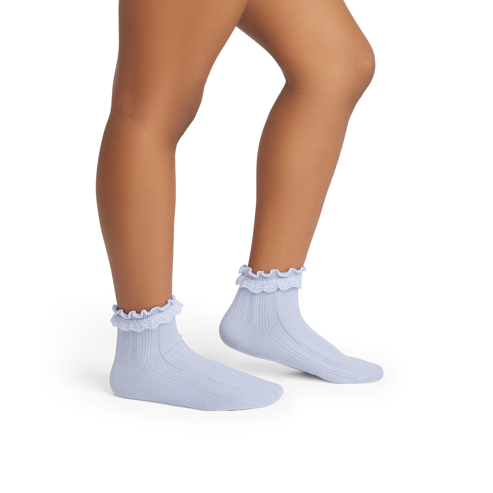 Ruffle Rib Quarter Socks - sky sail blue YO1 [10092]