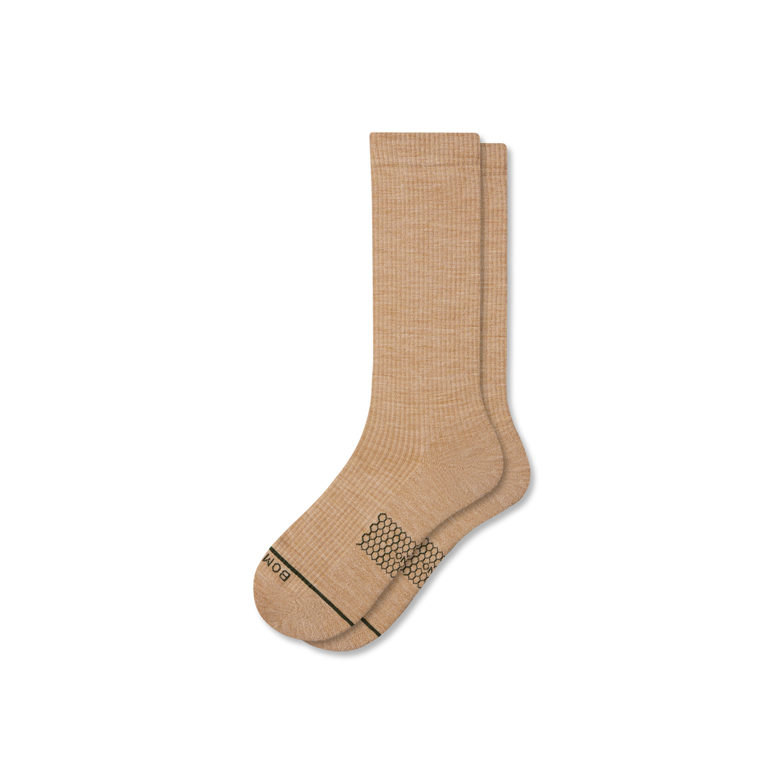 Merino Modern Rib Calf Socks - toasted coconut L [10115]