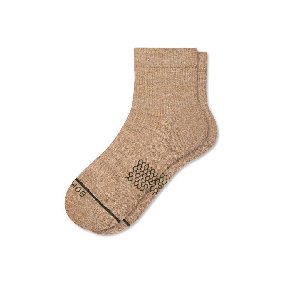 Merino Modern Rib Quarter Socks - toasted coconut L [10117]