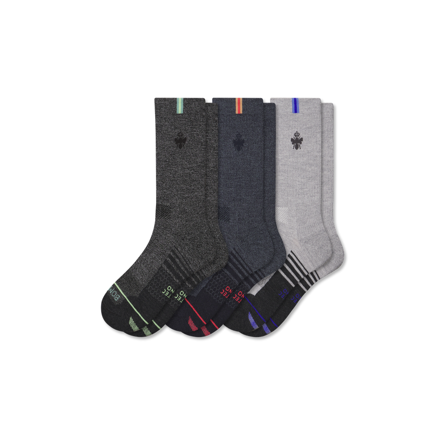 Men's Merino Wool Blend Run Calf Sock 3-Pack - Weekend Travel Move