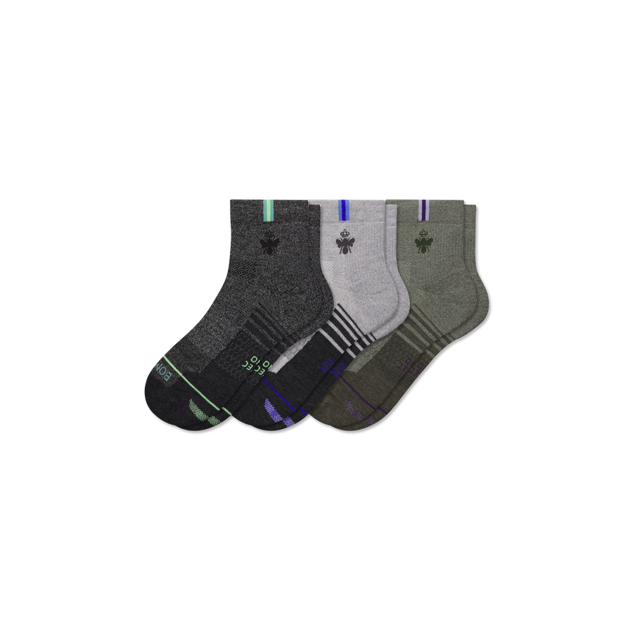 Women's Merino Wool Blend Run Quarter Sock 3-Pack - Easy Office Wear