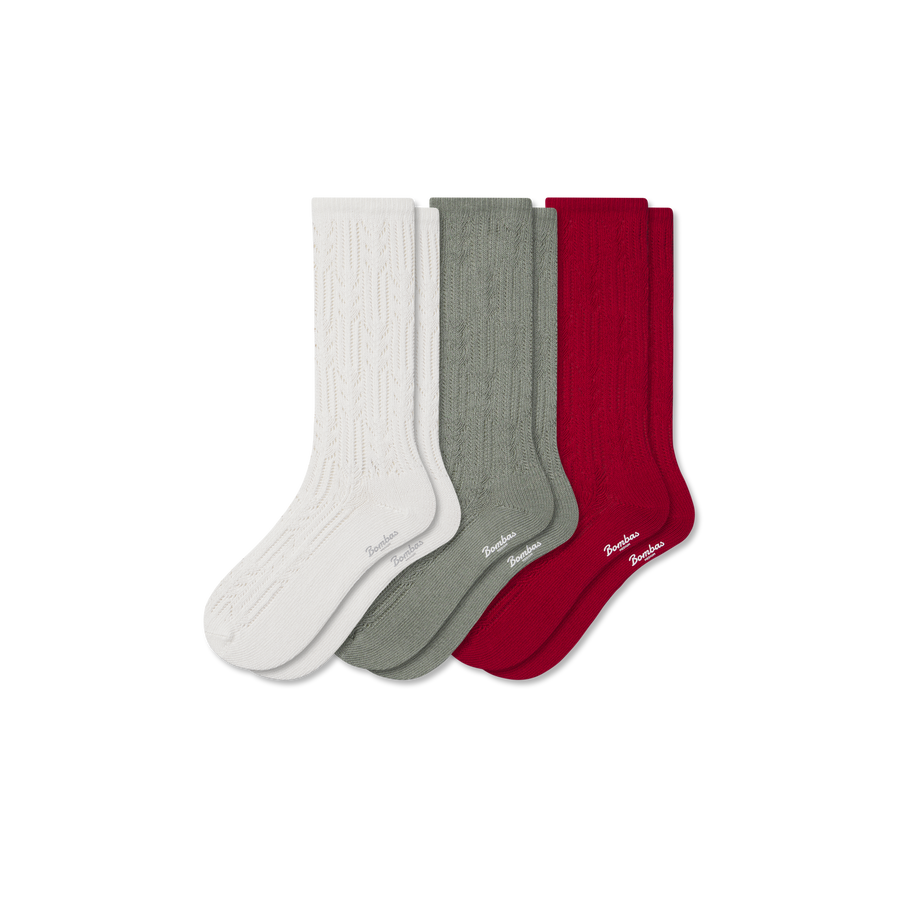 Women’s Pointelle Calf Sock 3-Pack - Daily Ankle Pair