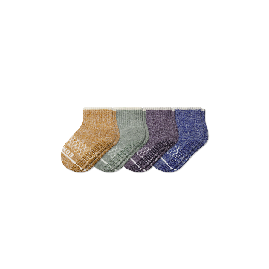 Toddler Merino Wool Blend Gripper Calf Sock 4-Pack - Outdoor No Show Pair
