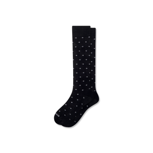 Dress Knee High Socks - Black Diamond L [10279]