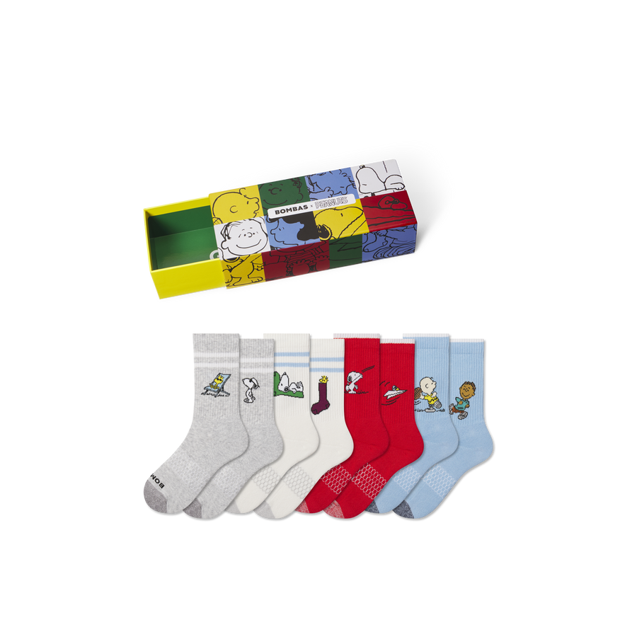 Peanuts x Bombas: Youth Calf Sock 4-Pack Gift Box - Ready Travel Pack