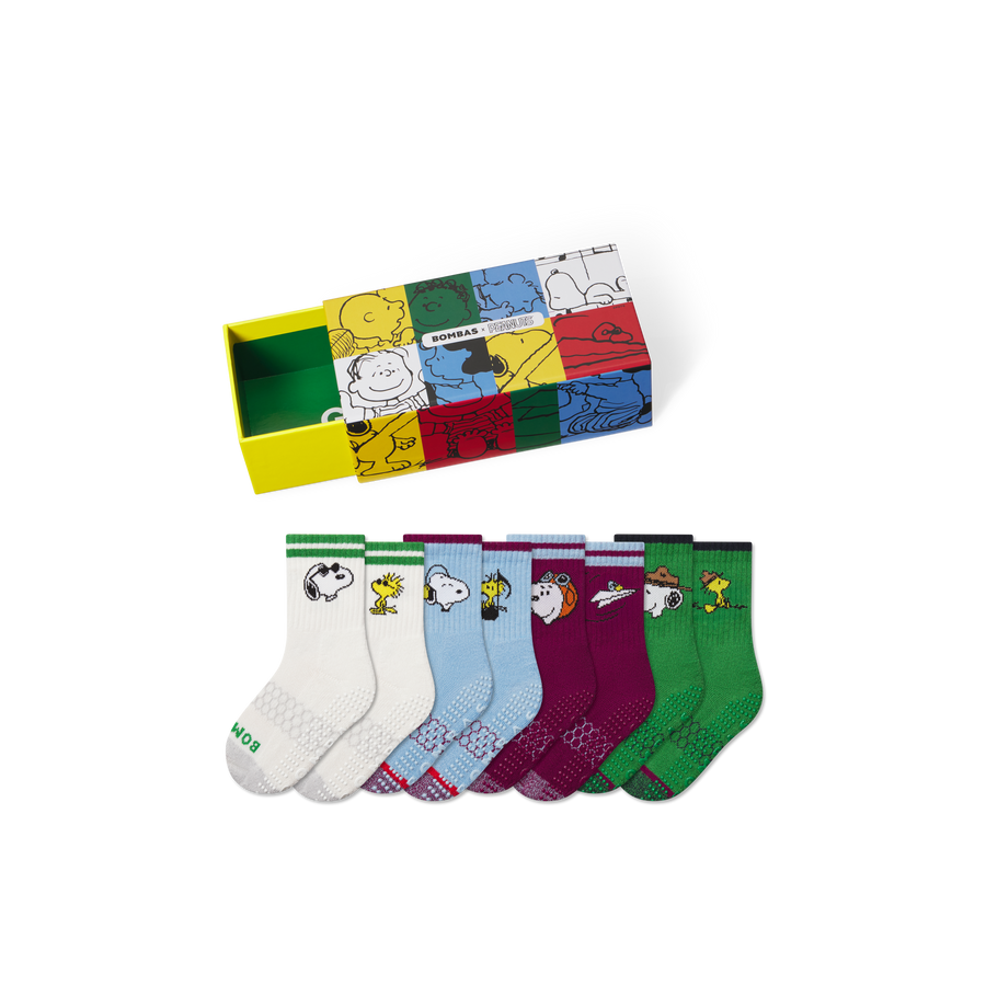 Peanuts x Bombas: Junior Gripper Calf Sock 4-Pack Gift Box - Outdoor Stash Setup