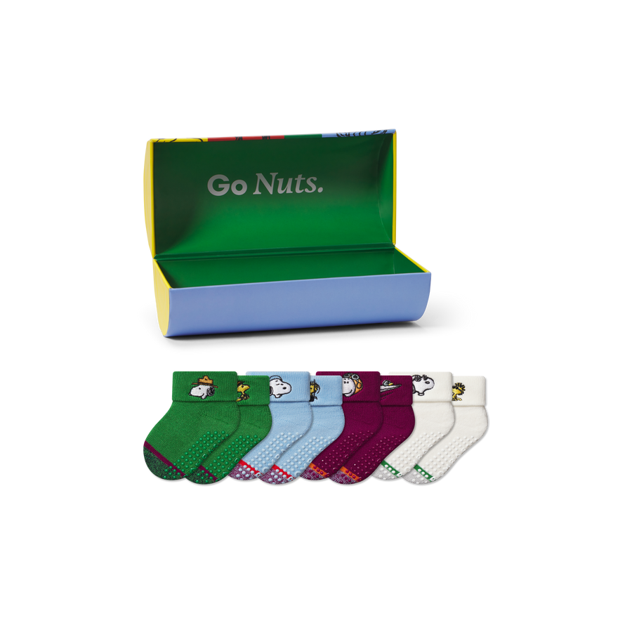 Peanuts x Bombas: Baby Gripper Calf Sock 4-Pack Gift Box (6-12 Months) - Fresh Stash Choice