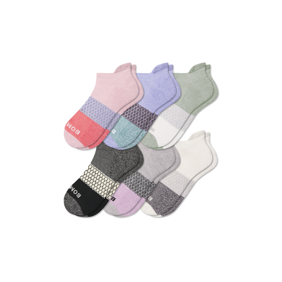 Women's Tri-Block Ankle Sock 6-Pack - Light No Show Move