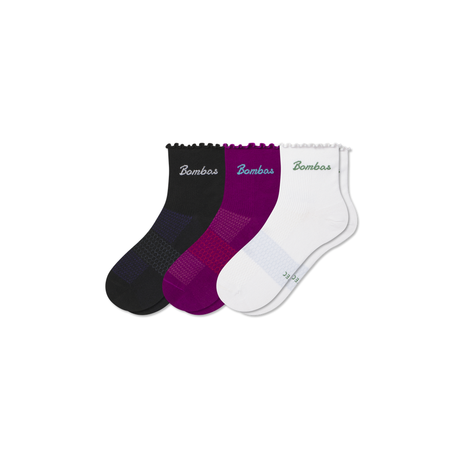 Women’s UltraLite Ruffle Sport Quarter Sock 3-Pack - Cozy Recovery Pair