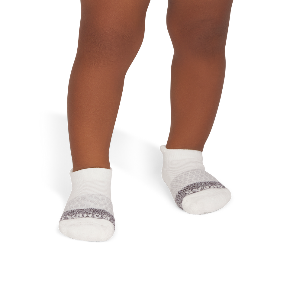 Toddler Gripper Ankle Socks - soft white charcoal TO1 [10319]