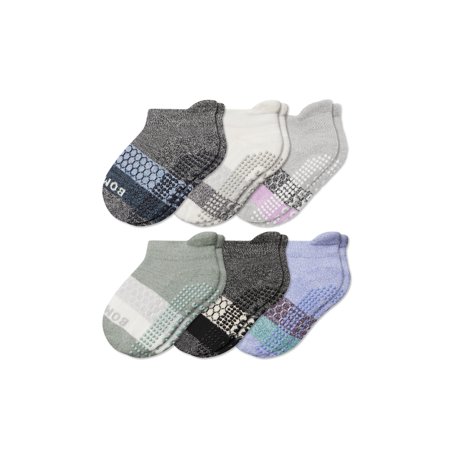 Toddler Tri-Block Gripper Ankle Sock 6-Pack - Active Studio Wear