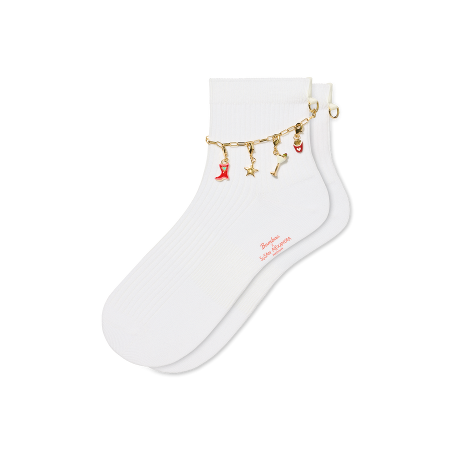 Bombas x Susan Alexandra Charms and Anklet Quarter Socks - Everyday Low Cut Step