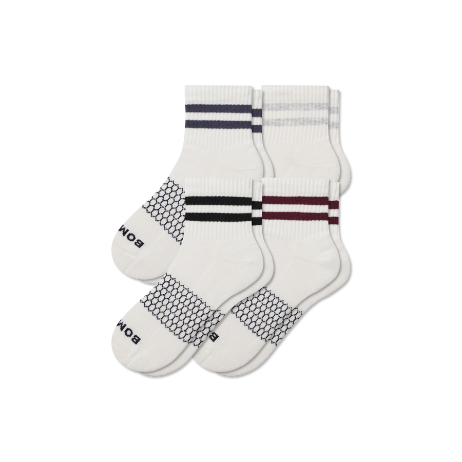 Men's Vintage Stripes Quarter Sock 4-Pack - Studio Ankle Support