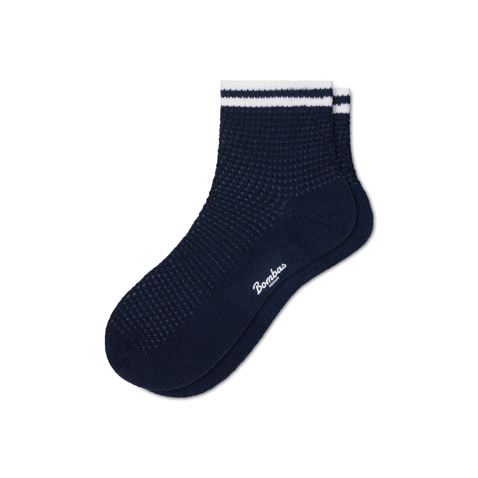 Open Knit Quarter Socks - Navy L [10427]