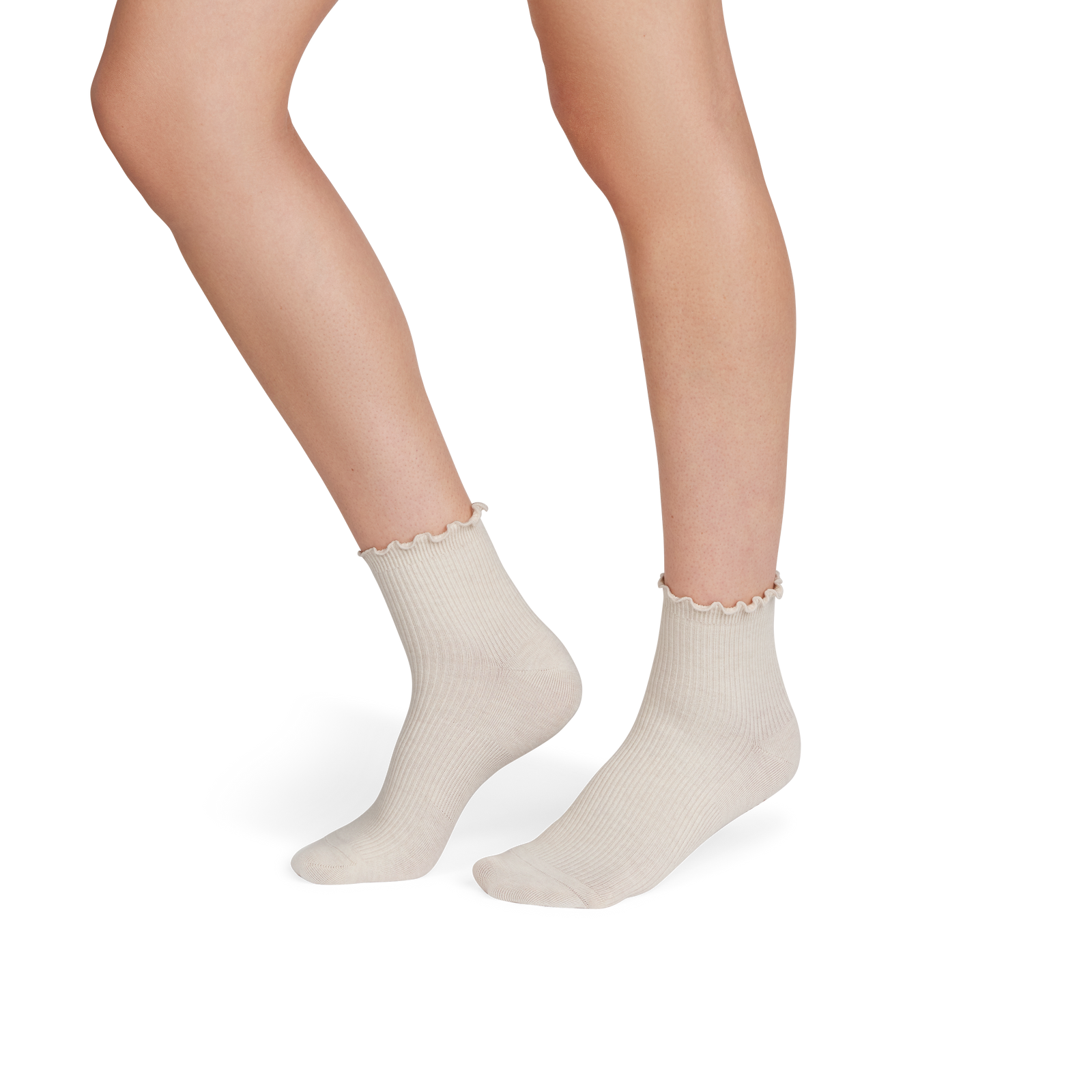 Ruffle Rib Quarter Socks - sand heather WO1 [10500]