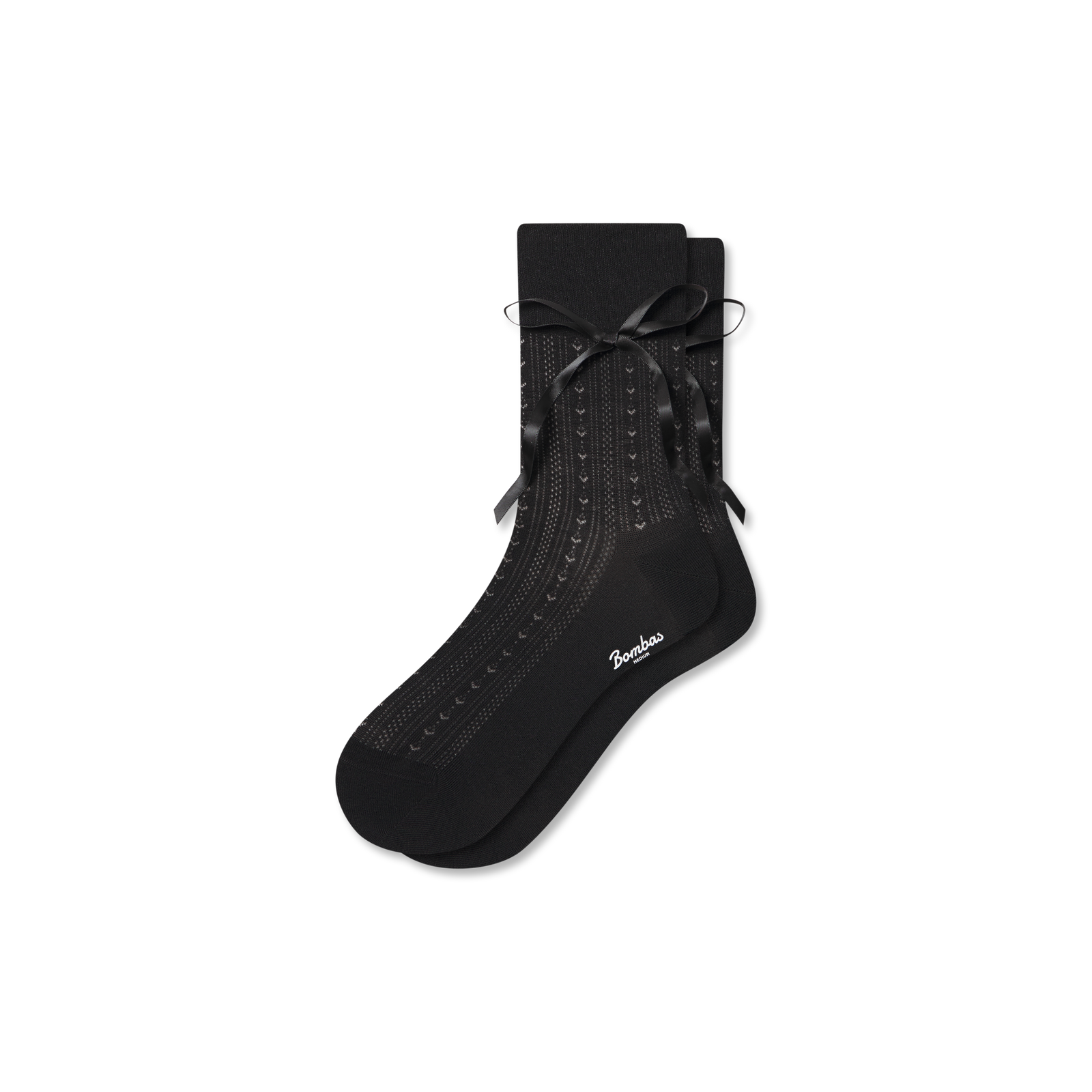 Lightweight Bow Half Calf Socks - black L [10513]