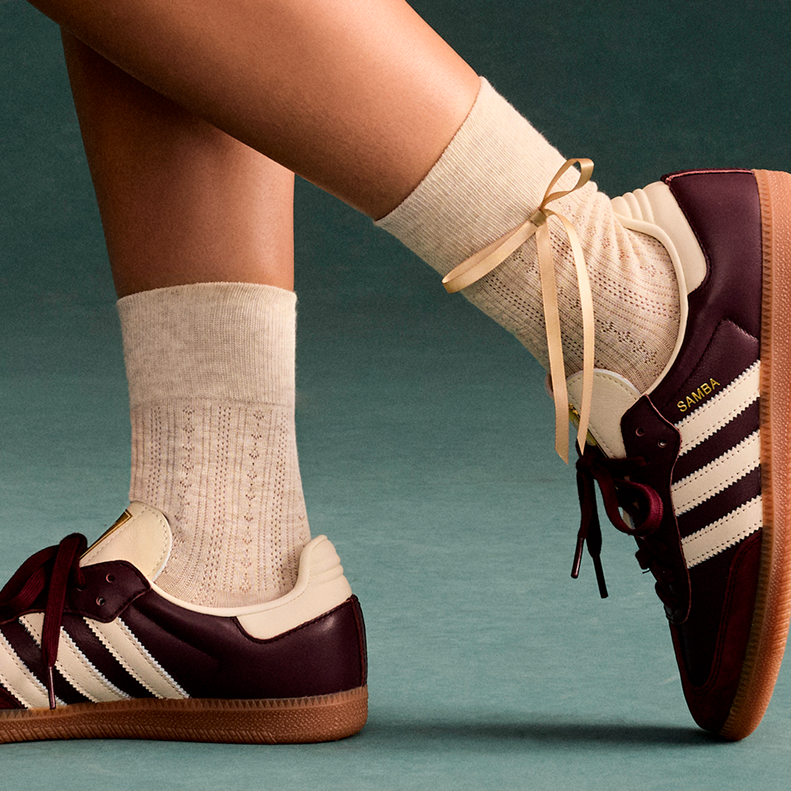 Lightweight Bow Half Calf Socks - sandy heather [LIFESTYLE] [10514]