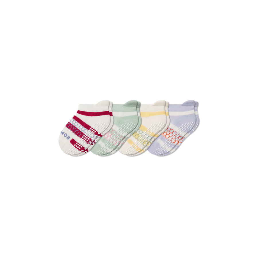 Toddler Stripes Gripper Ankle Sock 4-Pack - Light Office Step
