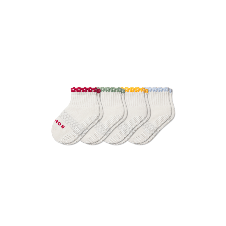 Toddler Daisy Chain Gripper Calf Sock 4-Pack - Everyday Court Cushion
