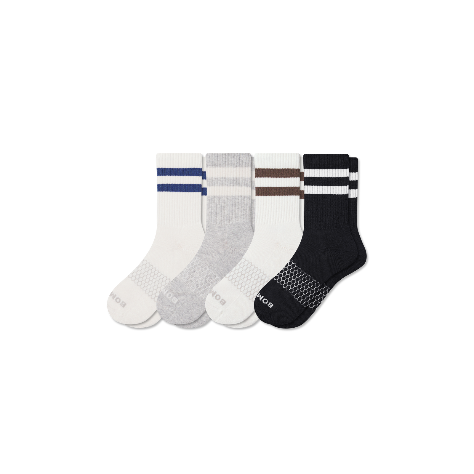 Men's Vintage Stripes Half Calf Sock 4-Pack - oyster blue mix L [10565]