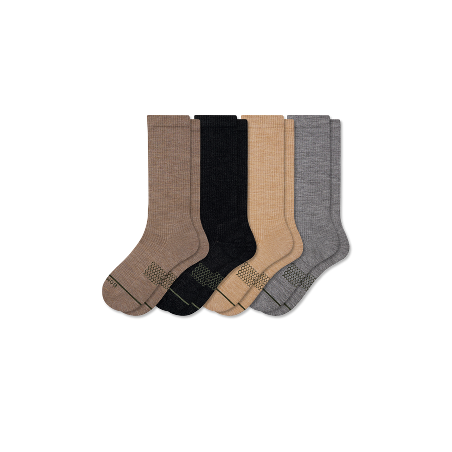 Men's Merino Wool Blend Modern Rib Calf Sock 4-Pack - Cushion Court Comfort