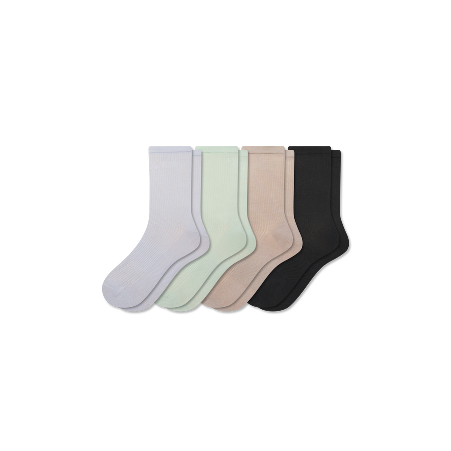 Women's Featherweight Rib Half Calf Sock 4-Pack - Daily Crew Wear