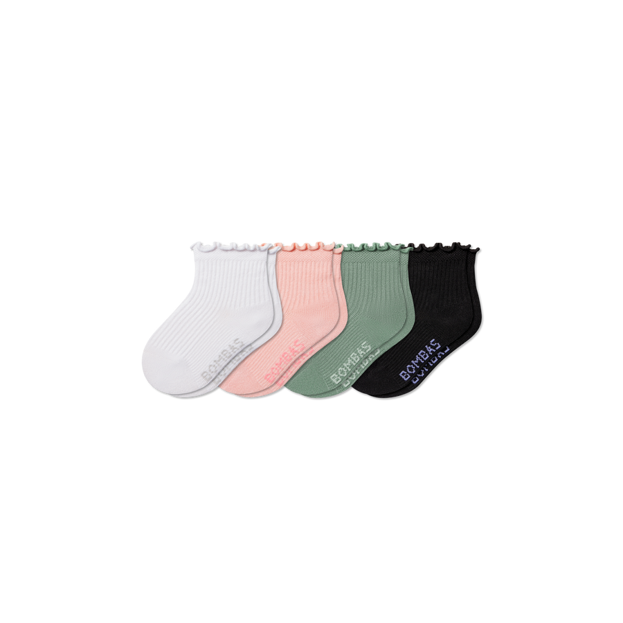 Toddler Ruffle Rib Calf Sock 4-Pack - Steady Ankle Cushion