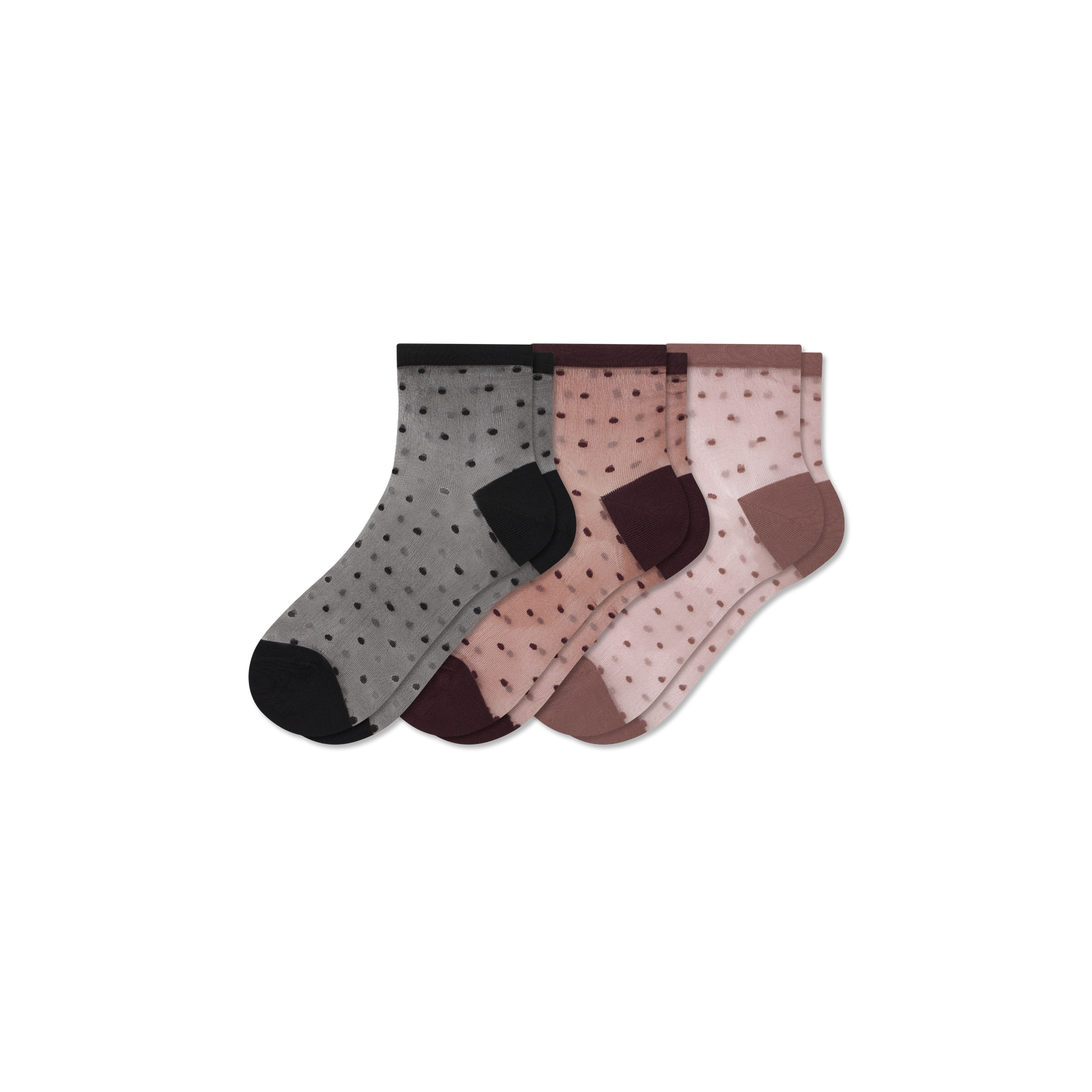 Women’s Sheer Polka Dot Quarter Sock 3-Pack - dot mix L [10668]