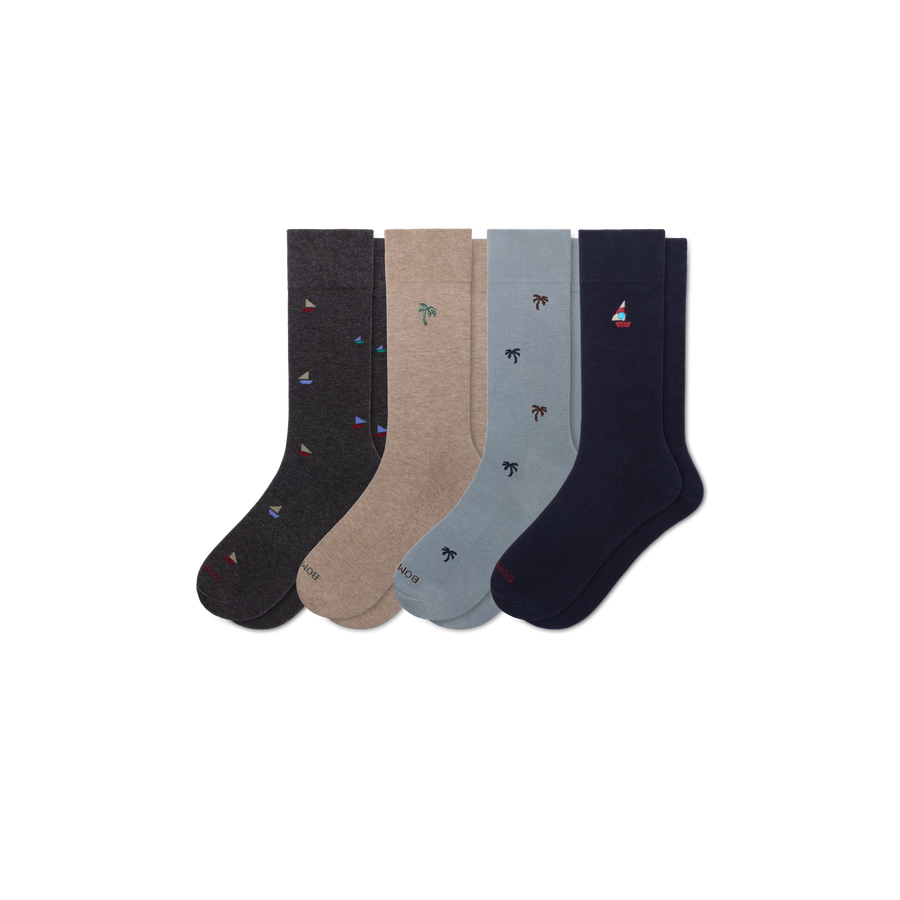 Men's Dress Calf Sock 4-Pack - Light School Rotation
