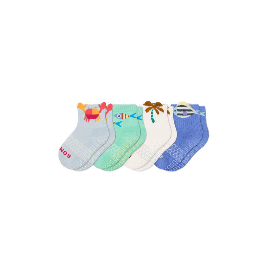 Toddler Seaside Gripper Calf Sock 4-Pack - Easy Lounge Wear