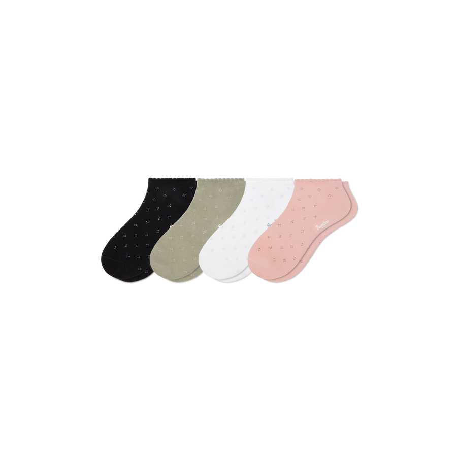 Women’s Scallop Lightweight Ankle Sock 4-Pack - Light Office Rotation