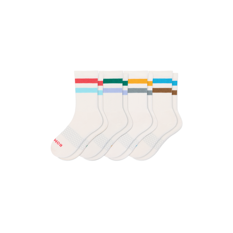 Youth Vintage Stripes Calf Sock 4-Pack - Run Shift Comfort