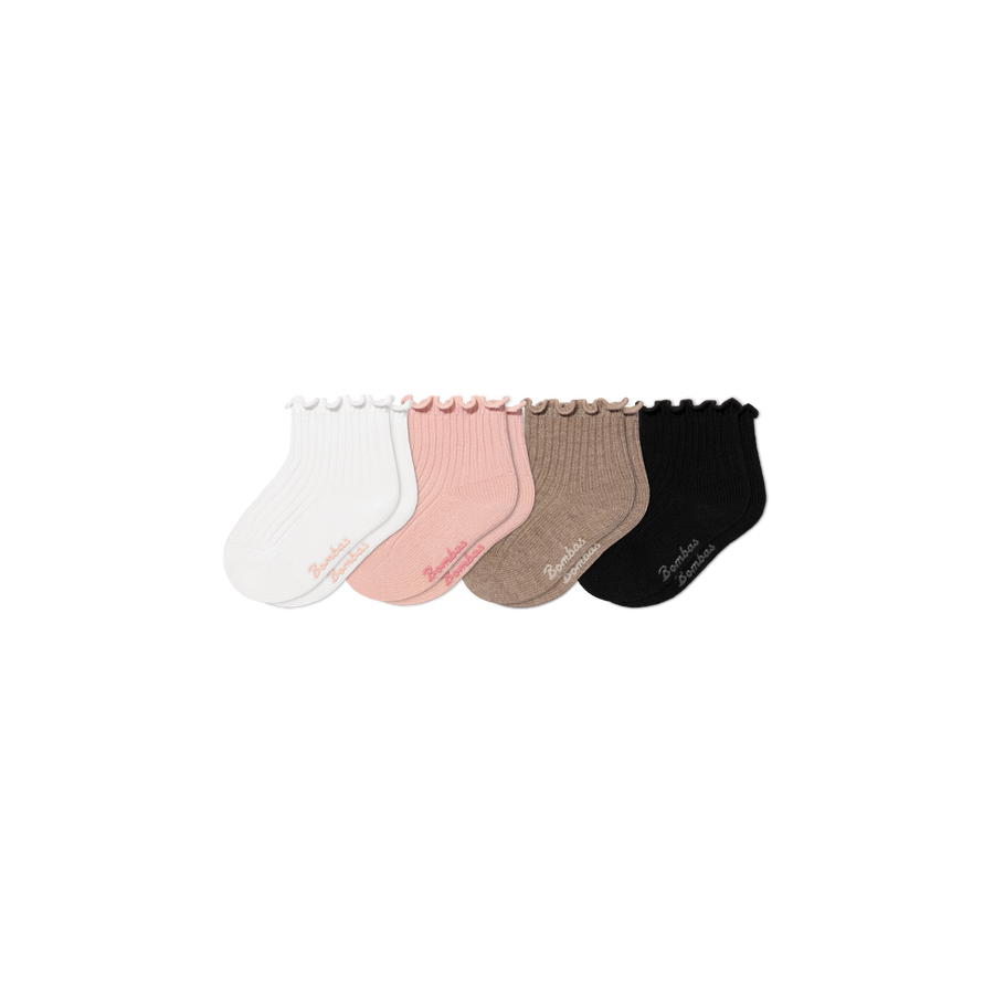 Baby Ruffle Rib Calf Sock 4-Pack (0-6 Months) - Soft Ankle Step