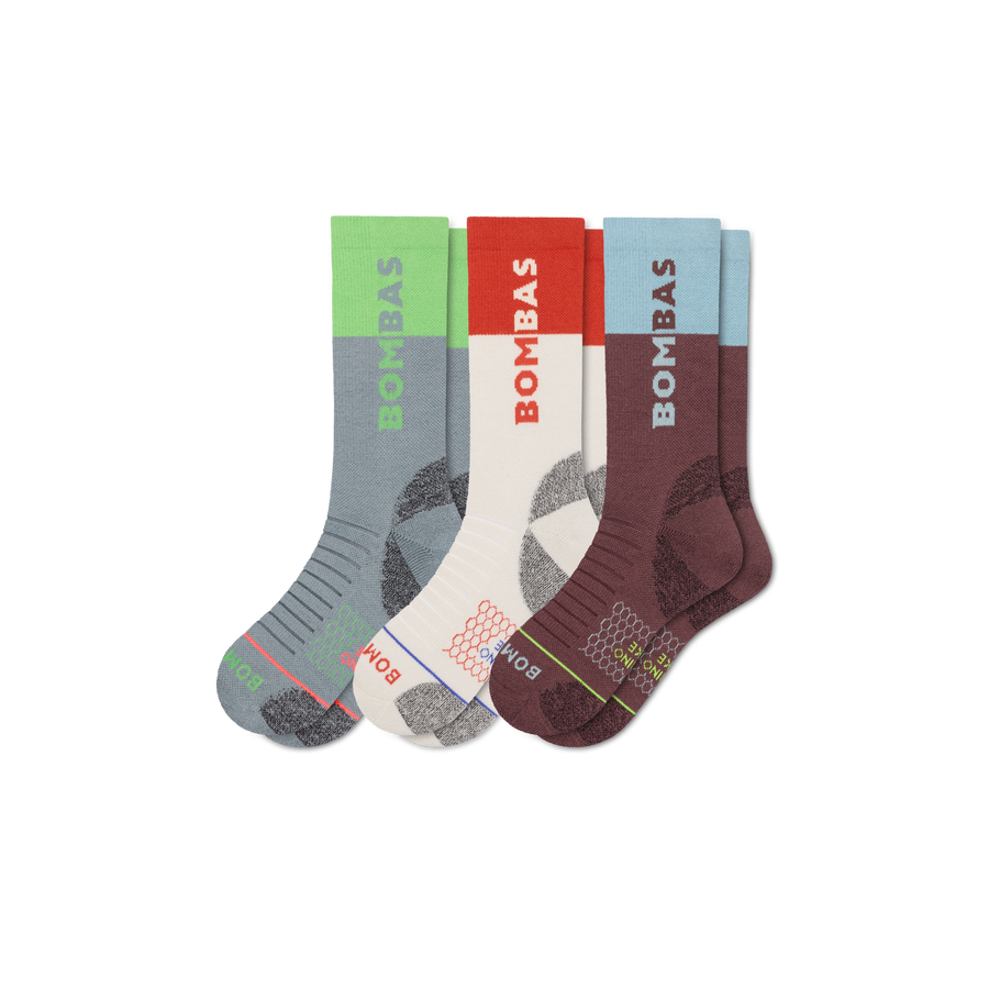 Men's Merino Wool Blend Hiking Calf Sock 3-Pack - Breathable Recovery Comfort