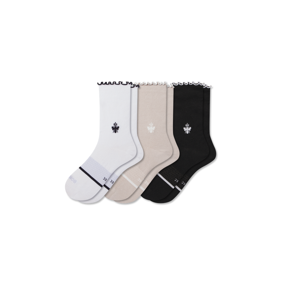 Women’s Ruffle Sport Half Calf Sock 3-Pack - Everyday Shift Move