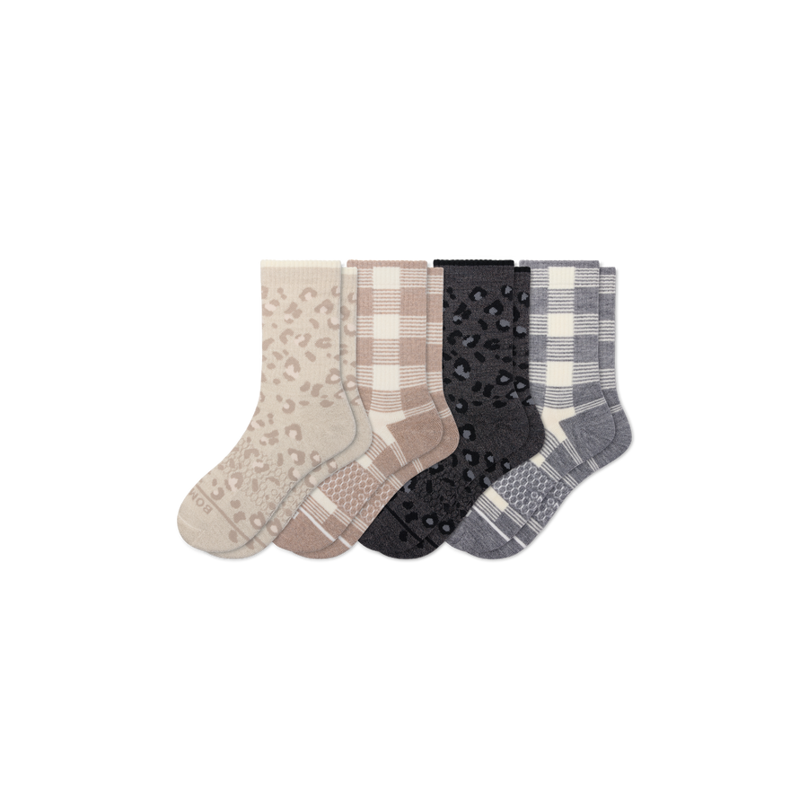 Women's Merino Wool Blend Half Calf Sock 4-Pack - Smooth Weekend Rotation