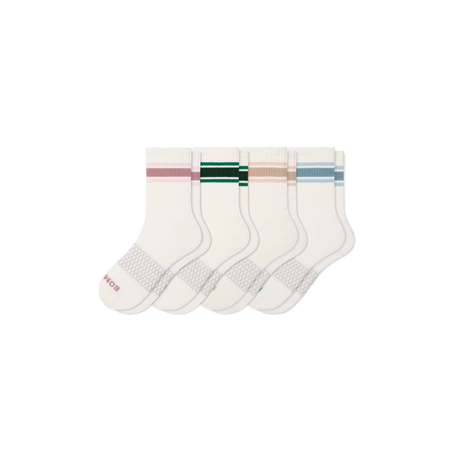 Women's Vintage Stripes Half Calf Sock 4-Pack - Breathable No Show Comfort