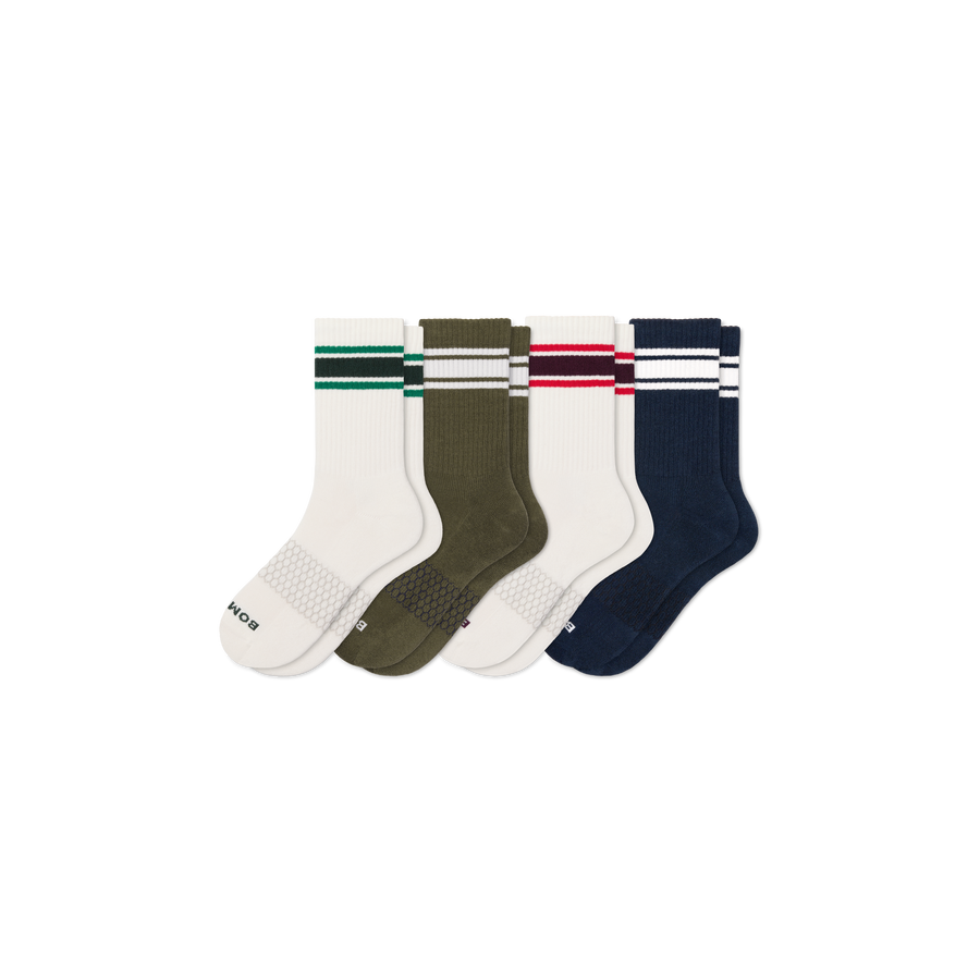 Men's Vintage Stripes Half Calf Sock 4-Pack - Cozy Low Cut Move