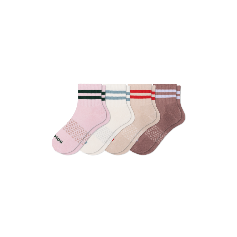 Women's Vintage Stripes Quarter Sock 4-Pack - Classic Lounge Step