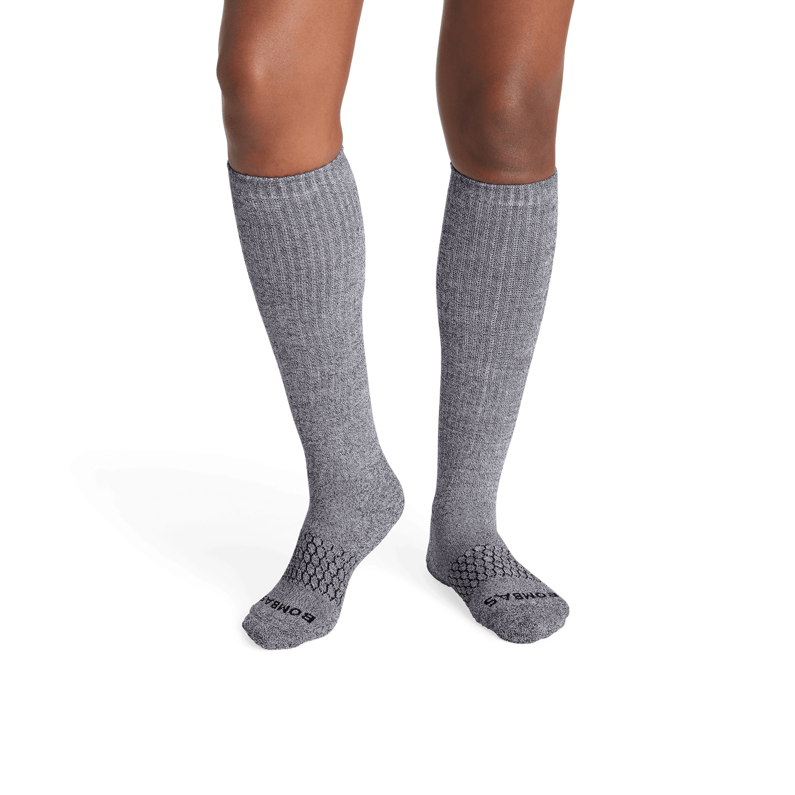 Marl Knee High Socks Marled Light Charcoal WO1