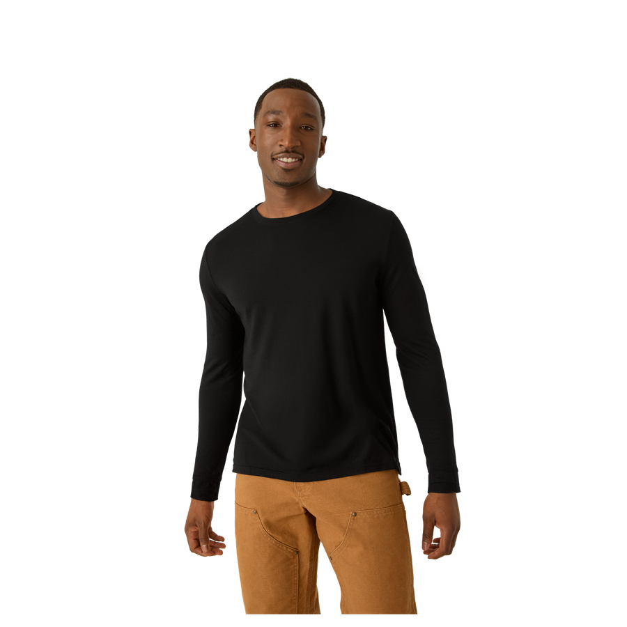 Men's Merino Wool Blend Crew Neck Long Sleeve T-Shirt - Recovery Warmup Fit