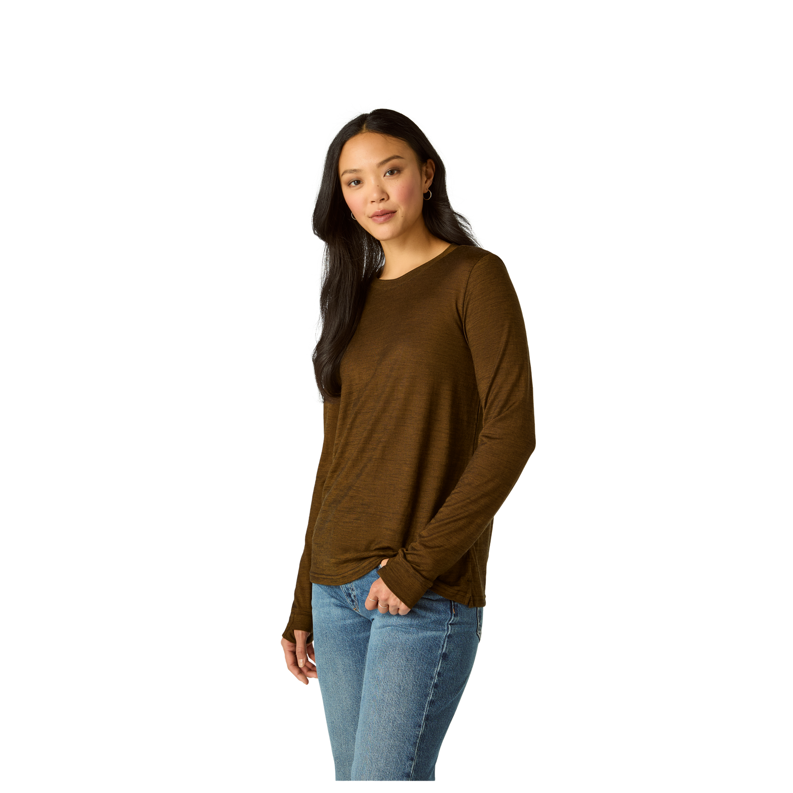 Women's Merino Blend Crew Neck Long Sleeve T-Shirt - Canteen WO1 [7056]