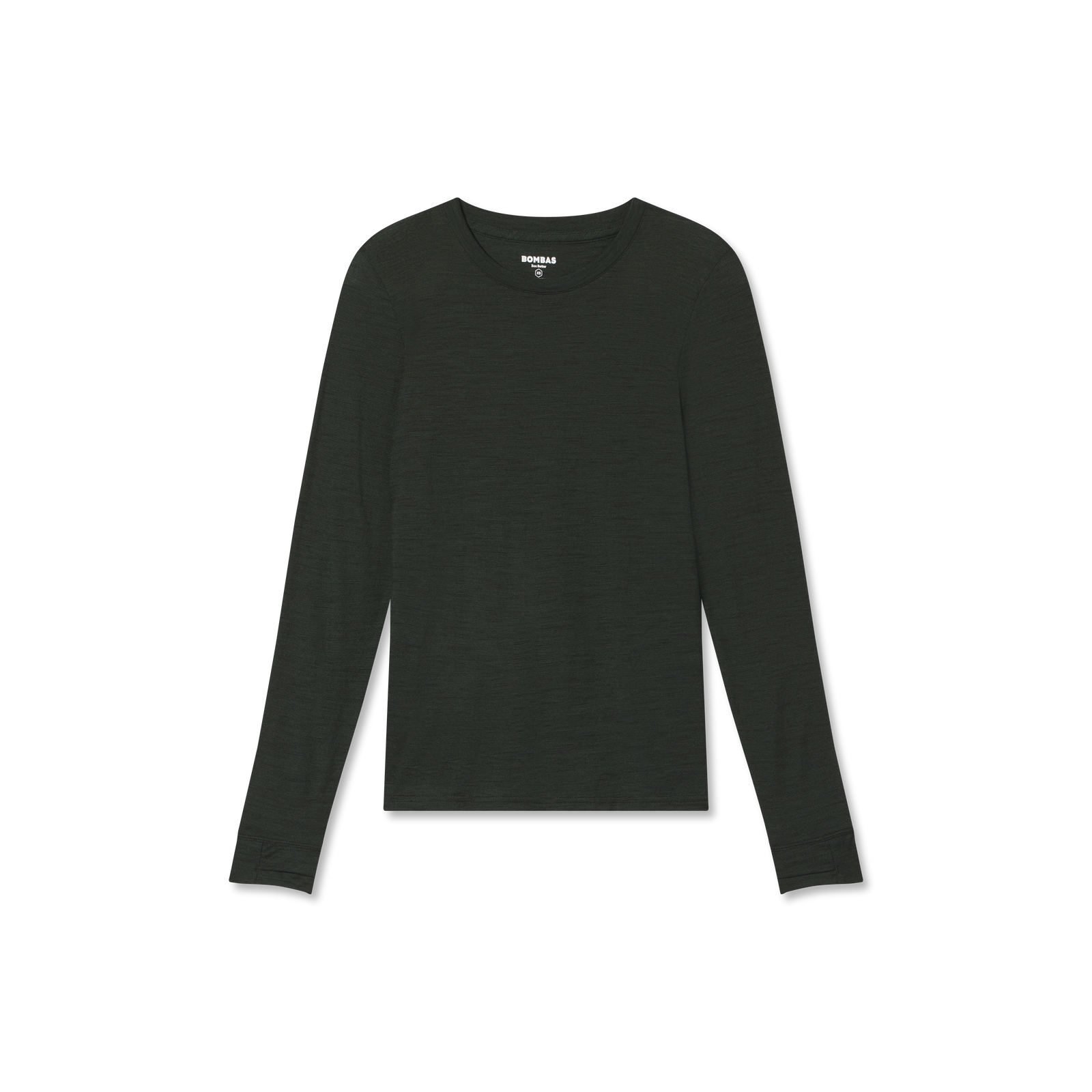 Women's Merino Blend Crew Neck Long Sleeve T-Shirt - Dark Elm L [7056]