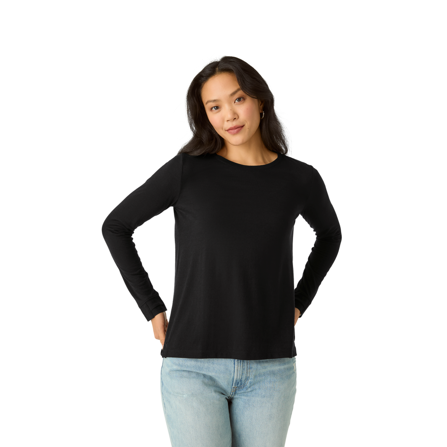 Women's Merino Wool Blend Crew Neck Long Sleeve T-Shirt - Performance Training Control