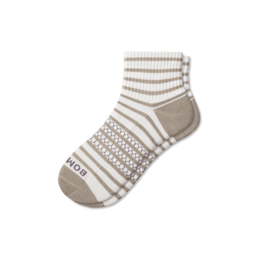 Women's Coastal Stripe Quarter Socks - Breathable Run Pair