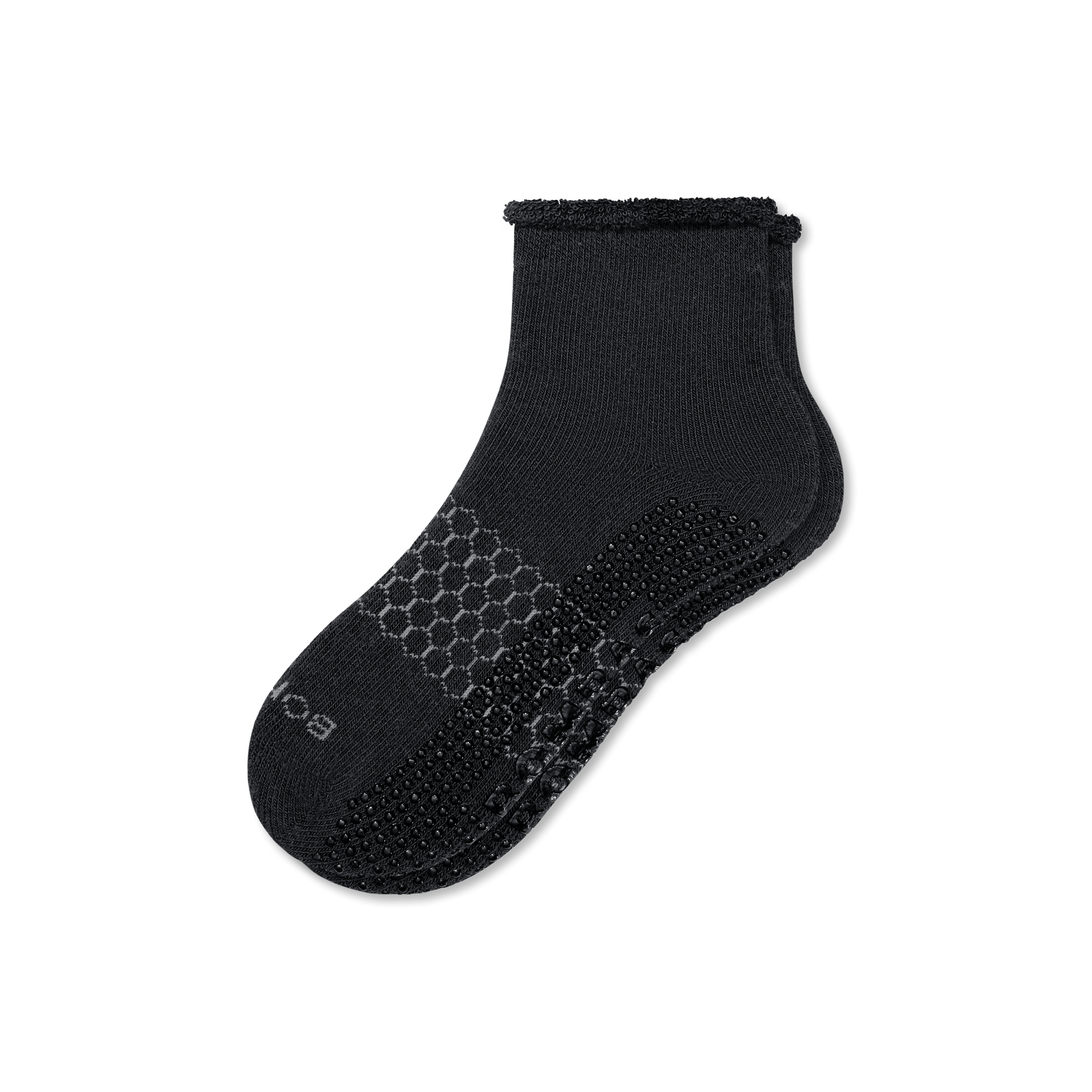 Merino Wool Blend Roll Top Gripper House Socks - Deep Charcoal L [7240]