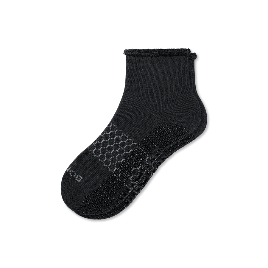 Men's Merino Wool Blend Roll-Top Gripper House Socks - Weekend Low Cut Cushion