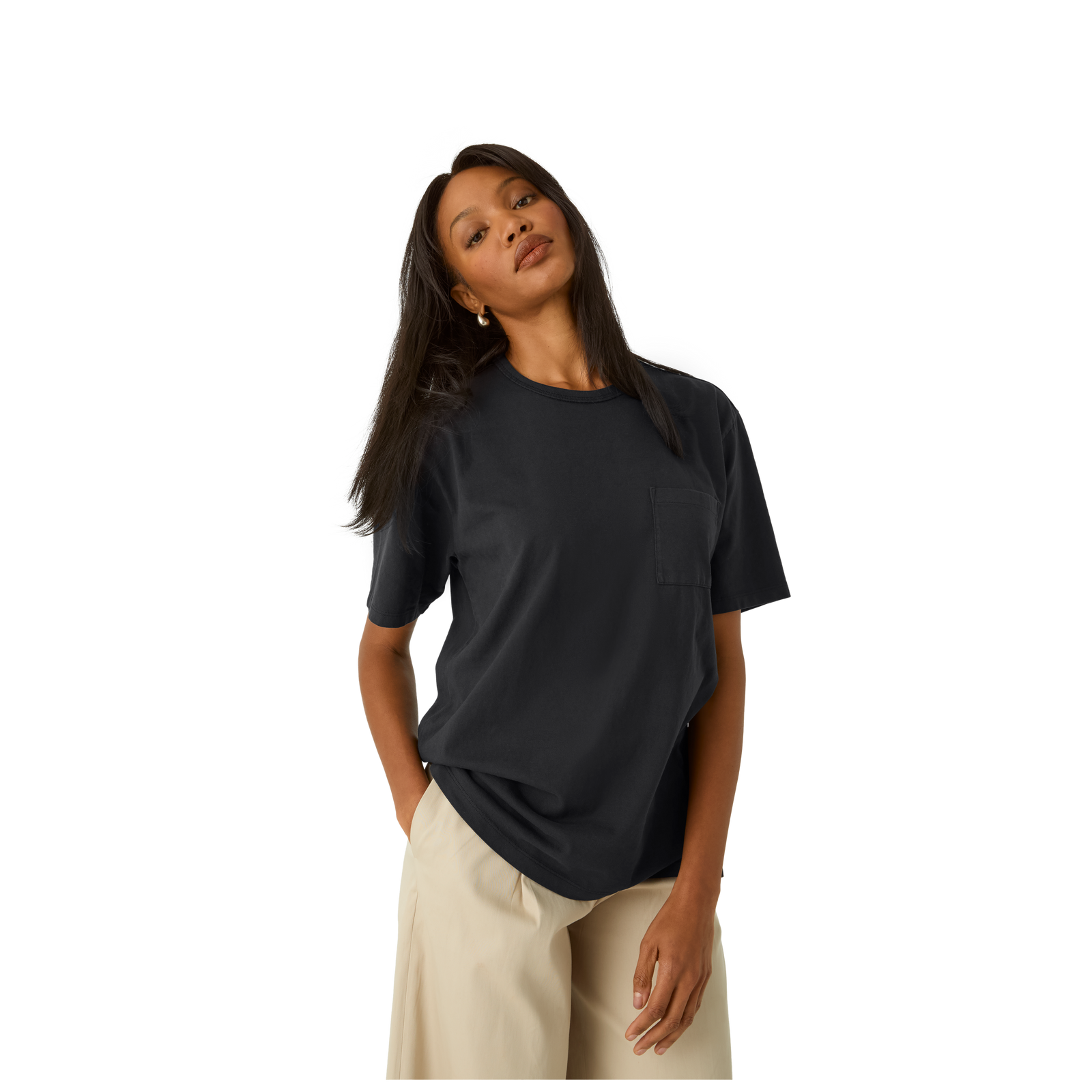 Premium Weight Pocket Crew Neck T-Shirt - Black WO1 [7248]